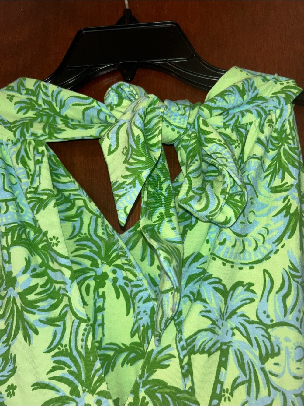 Lilly Pulitzer Lime Green and Light Blue Palm Print Dress - Picture 5 of 11